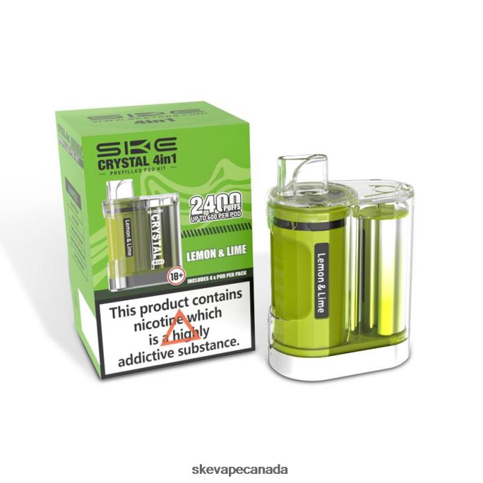 SKE Crystal 2400 4 in 1 Pod Kit Lemon & Lime - SKE Vape Authentication V6N2J8