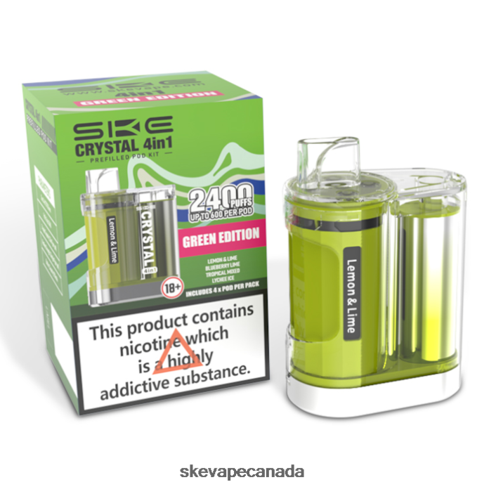 SKE Crystal 2400 4 in 1 Pod Kit Mixed Green Edition - SKE Vape Flavours V6N2J97